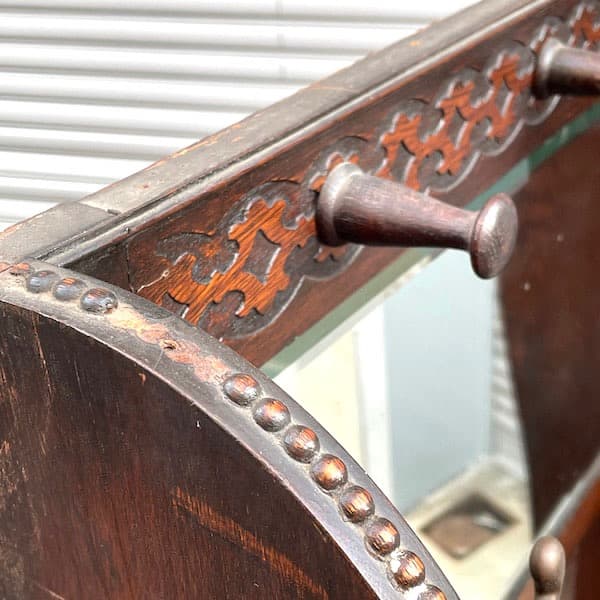 イギリスアンティーク　ホールスタンド　ベンチ・ミラー付き　玄関用ハンガー