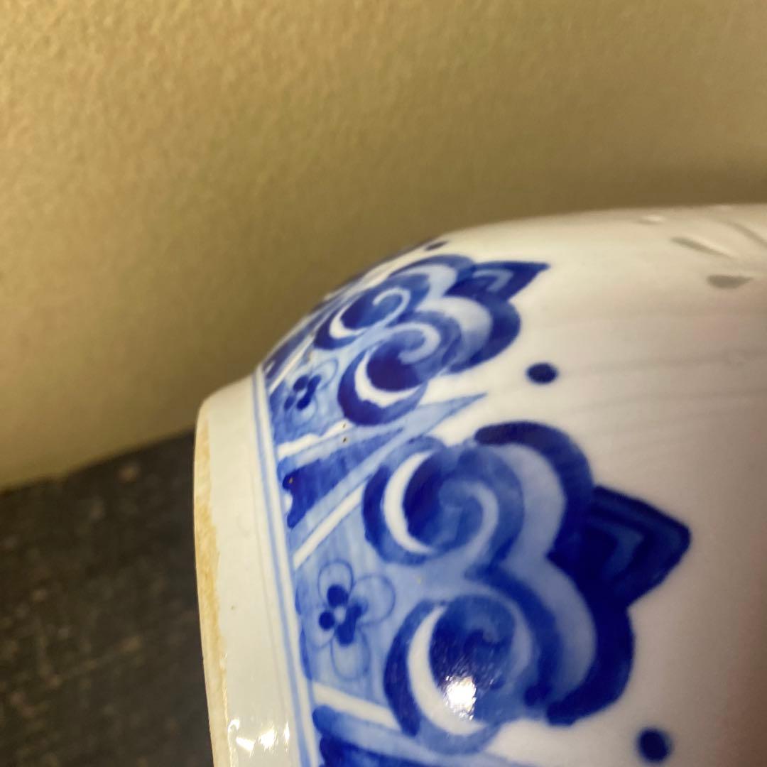 中国美術　蛍手染付花瓶　景徳鎮製