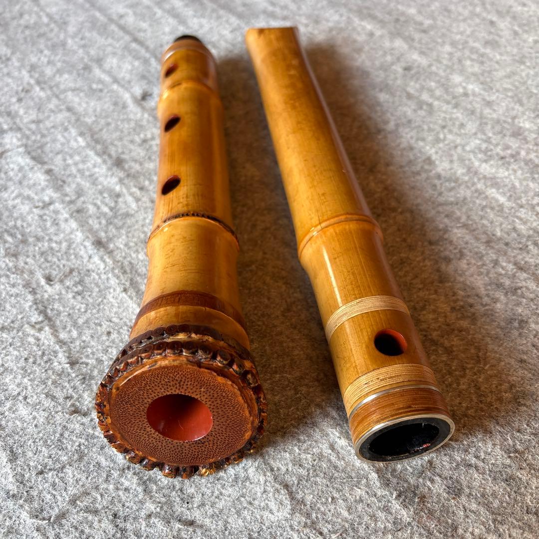 253⭐️尺八　一尺八寸管　真山銘三印歌口白金巻き