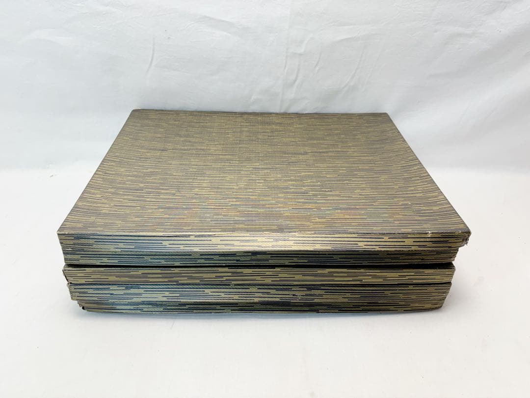 懐石道具 木製溜塗 金彩蒔絵 長方膳 5客組 会席膳 懐石盆 銘々盆 元箱