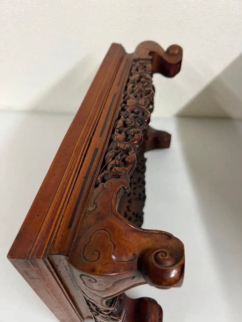 古美術/物置/紫檀台/柘植/天然木；F26