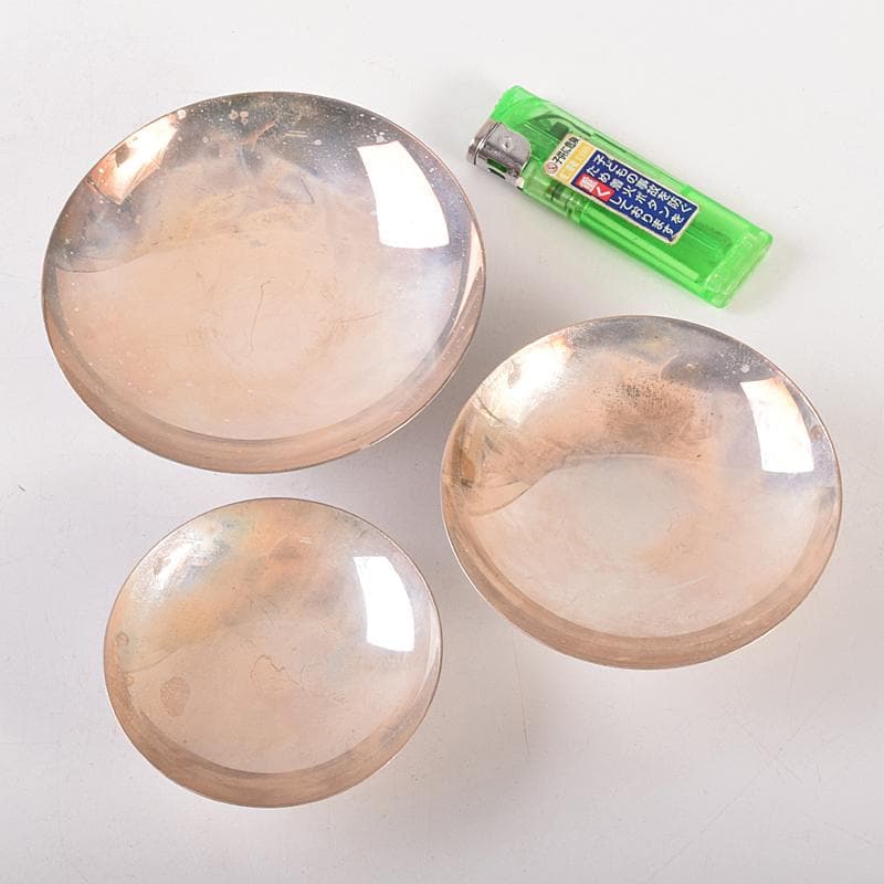 大阪尚美堂造　純銀製　三重盃　三ツ盃 　約208g　共箱　F　R7841