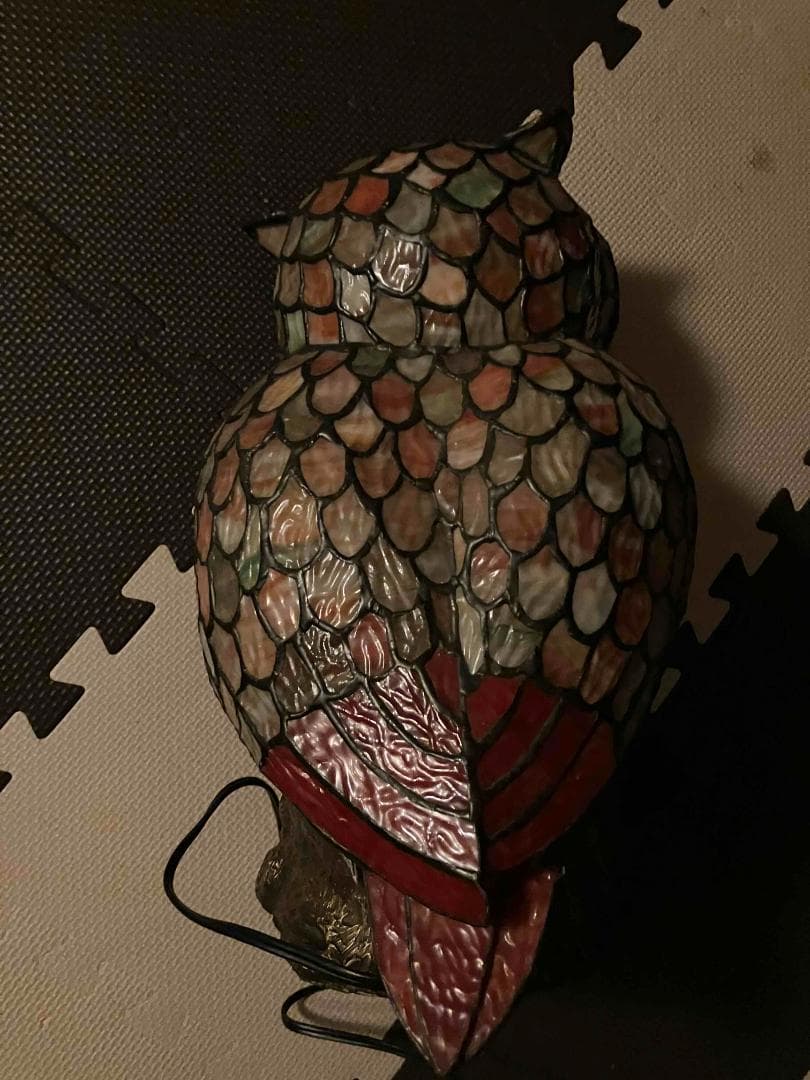 フクロウ　ステンドグラス　ランプ　ナイトランプ