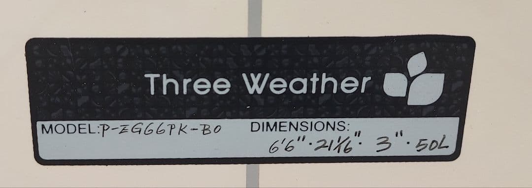 Three Weather Performer6'6\" 50L ミッドレングス