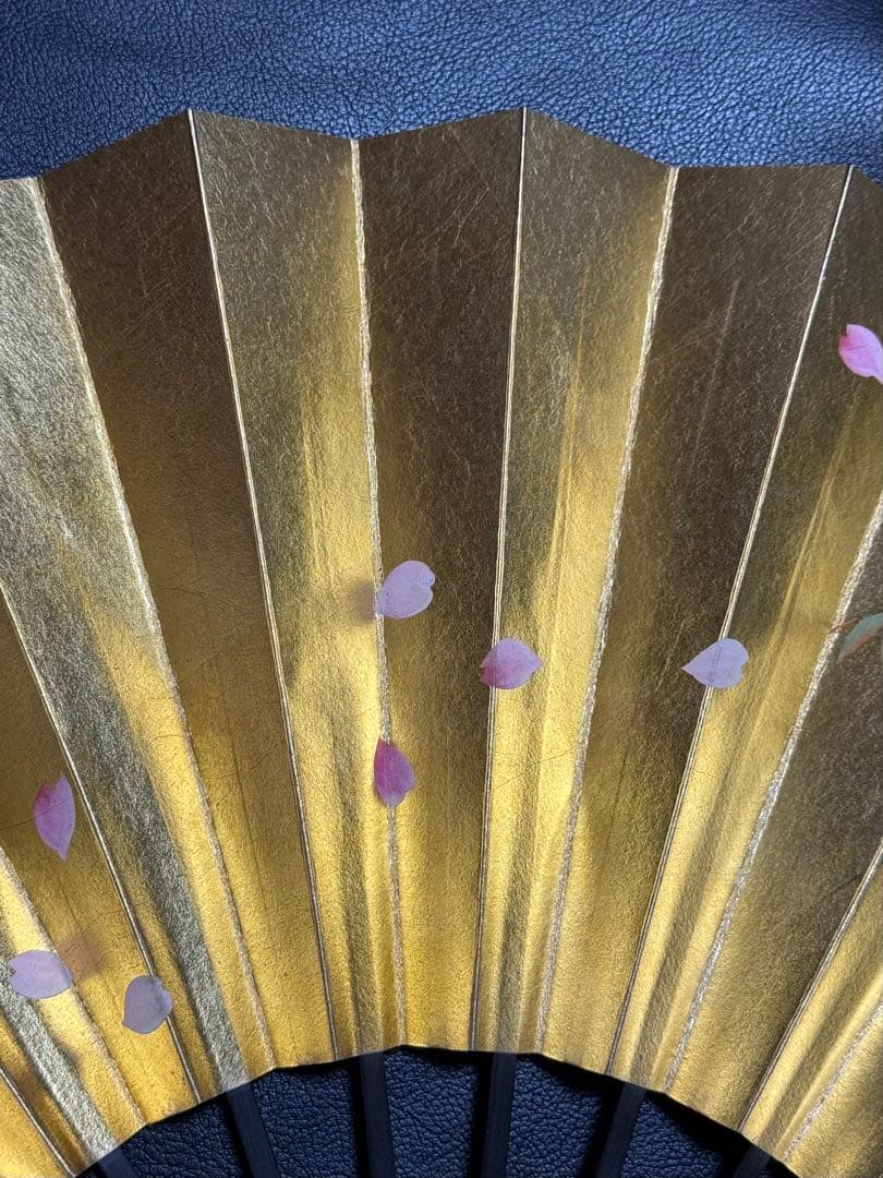 扇子　33.5cm 十松屋福井扇舗　金　桜　松葉　片面違い　仕舞扇　能楽　着物