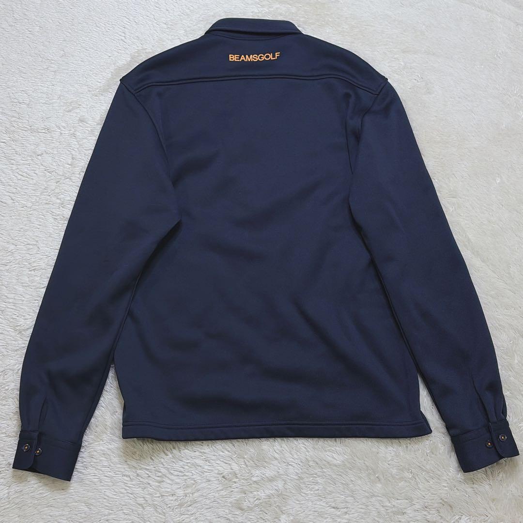 【美品】 BEAMS GOLF 長袖 ポロシャツ 裏フリース 日本製 XL 紺