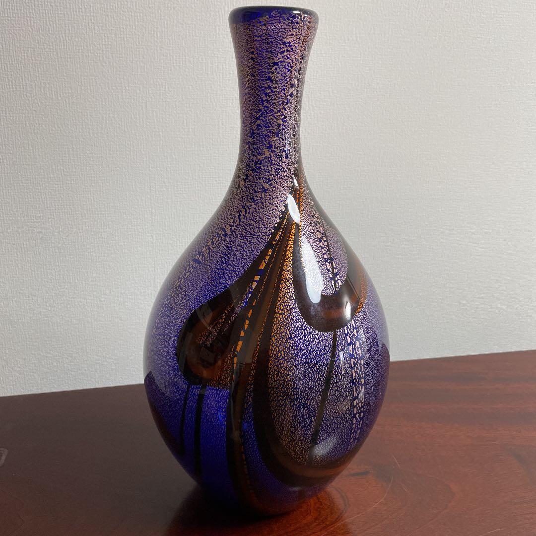 琉球ガラス　大城孝栄　花瓶　共箱