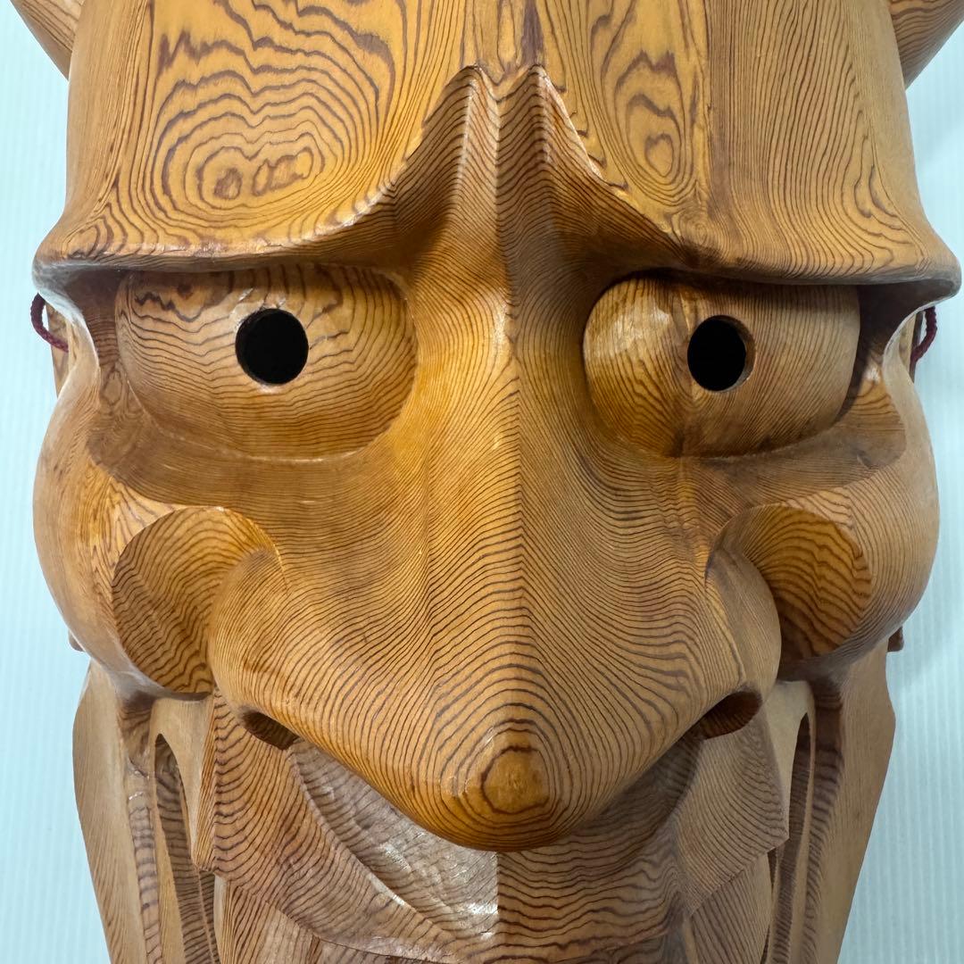 【極希少】 政落款 一刀彫 般若 能面 特大 木彫 迫力抜群 約50cm 逸品