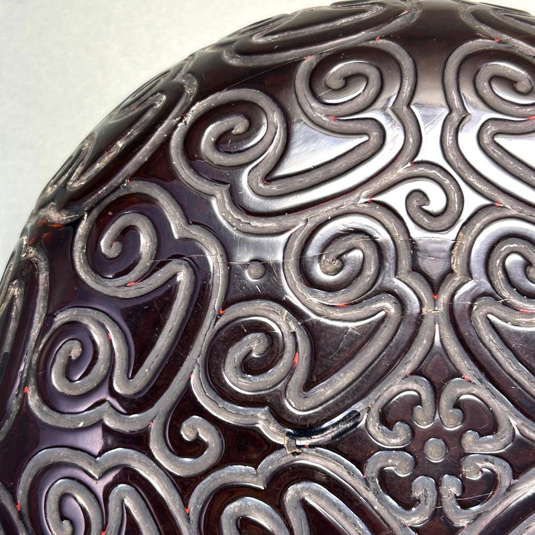 食籠　『唐物　倶利彫　隨竹庵箱書』　随竹庵　堆黒　識箱　中国美術