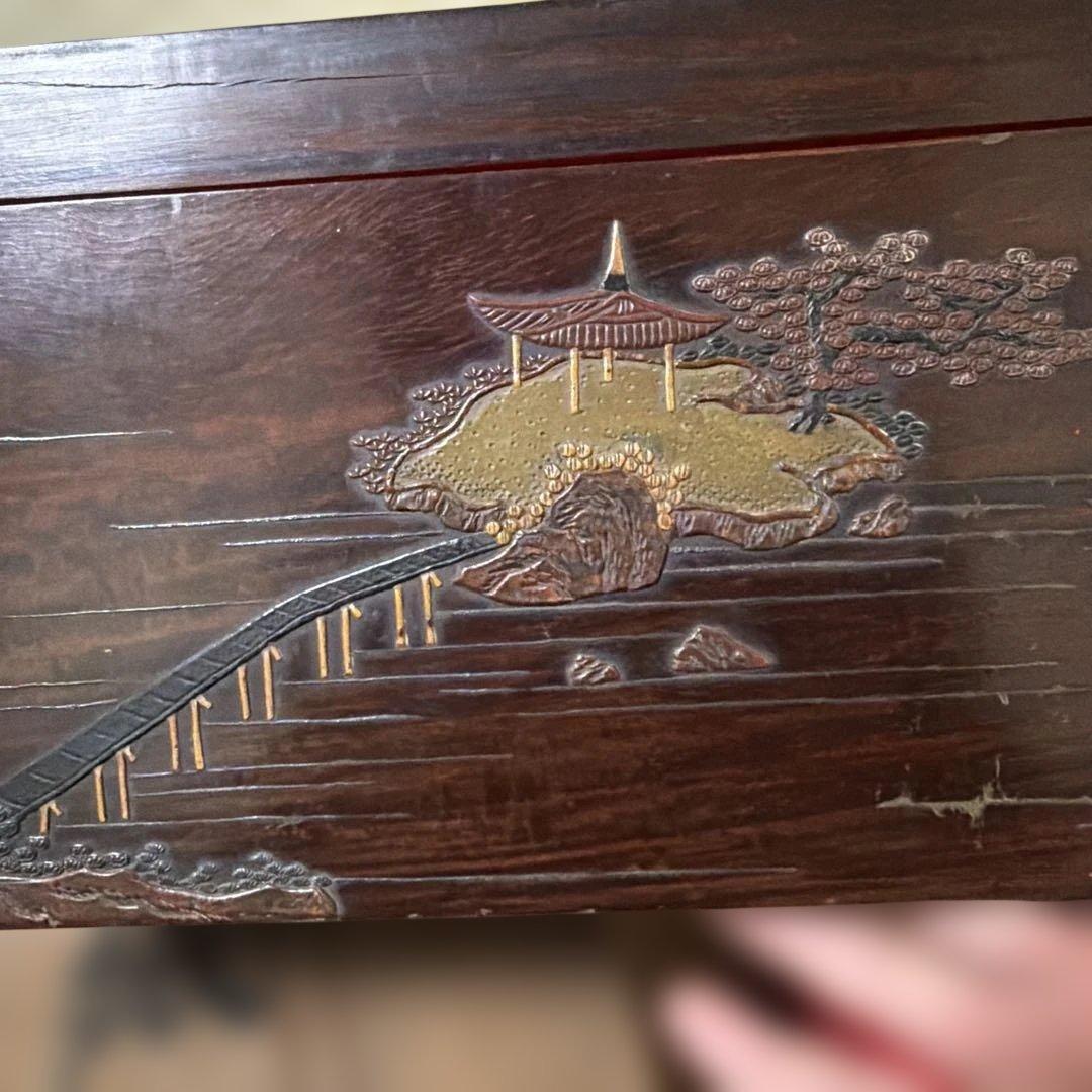 旧家蔵出し　古美術　文庫と硯箱セット