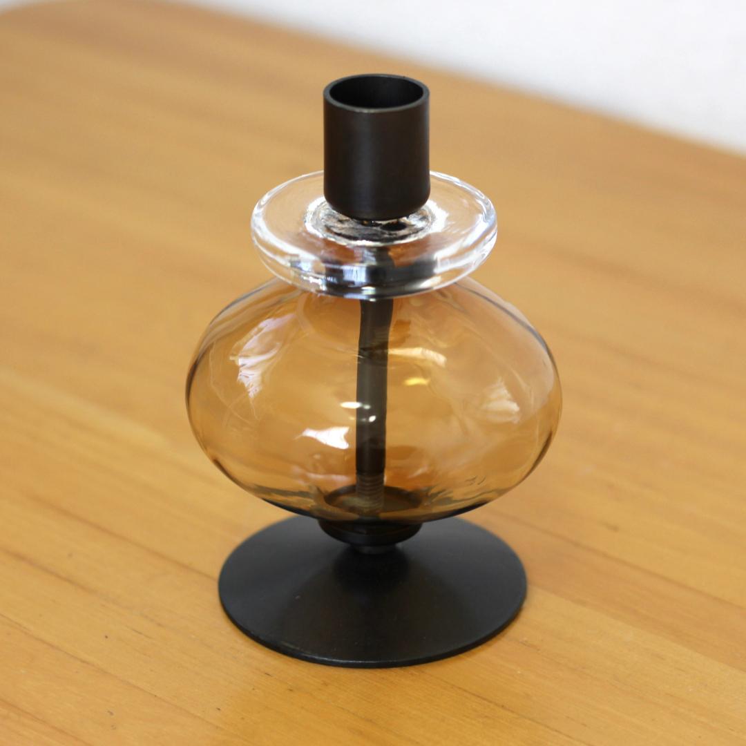 【美品】エリックホグラン　キャンドルスタンド オニオン型　アンバー 01