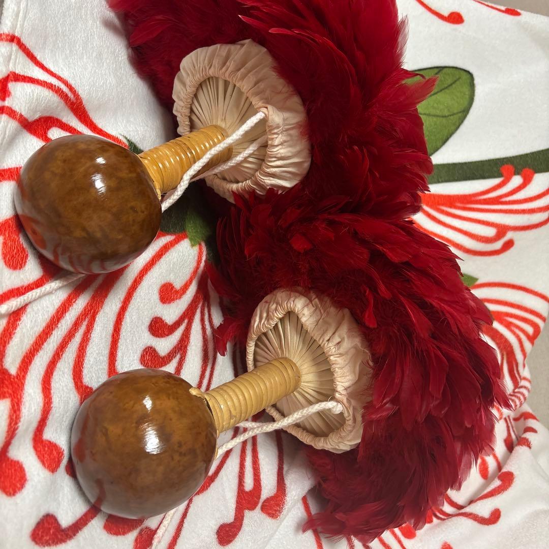 着脱式フラダンス用 タヒチ　赤と黄色ウリウリ　　分離