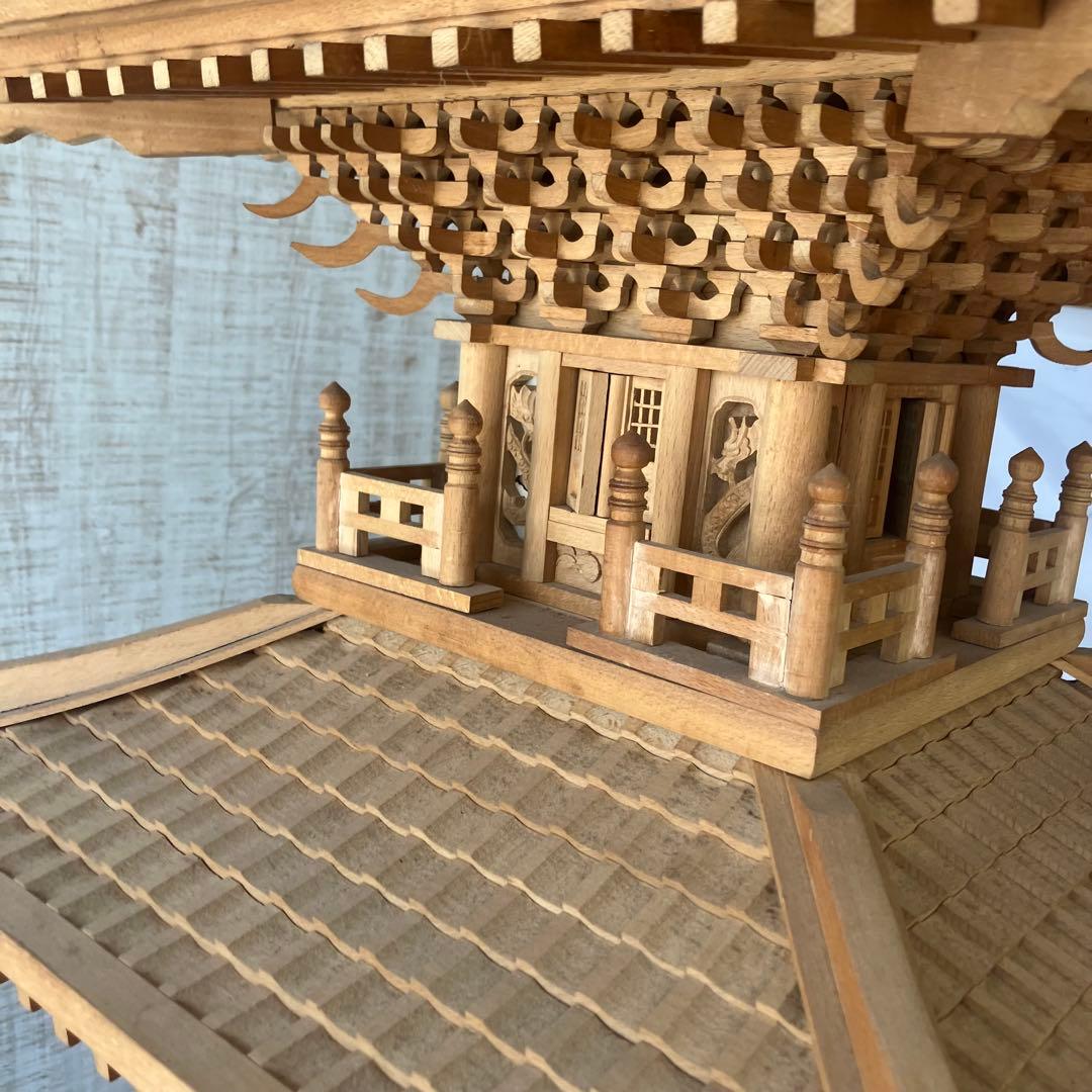 昭和レトロ 特大 木製 五重塔 置物 オブジェ 飾り 寺院模型 ビンテージ