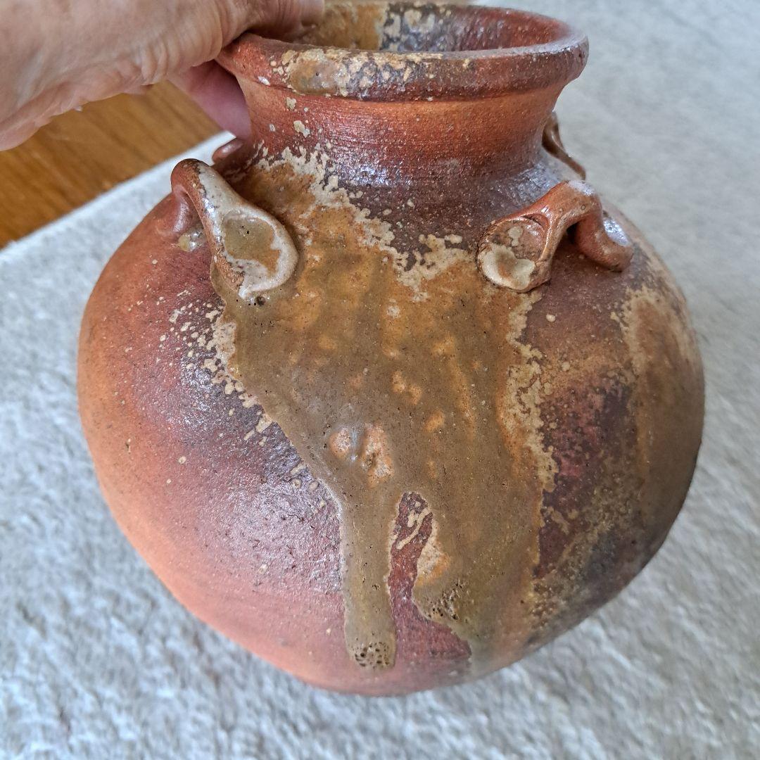 信楽焼 壺　紫泥壷 花瓶 仁斉作