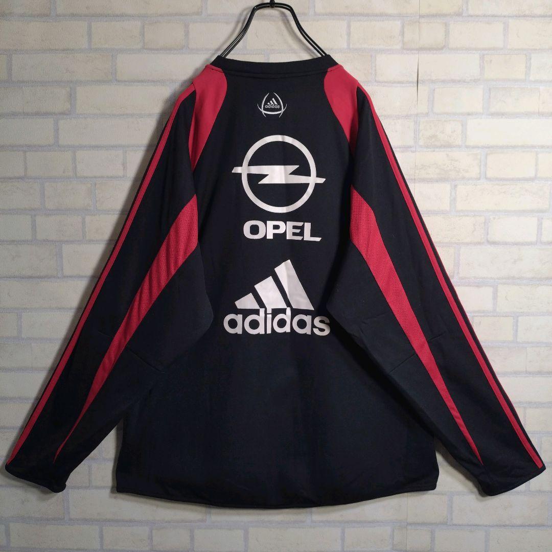 アディダス★00s ACミラン 刺繍ロゴ ピステ ゲームシャツ ロンT 黒 XL