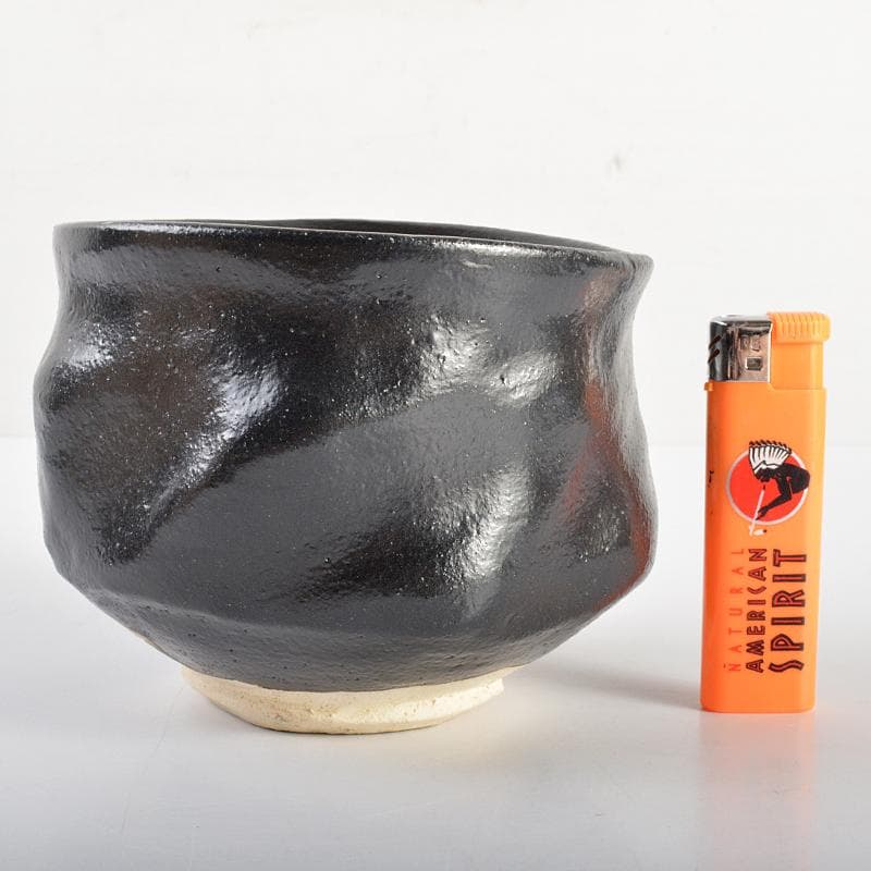 加藤唐九郎（一無斎）作　黒茶碗　銘「黎明」　仕覆付　共布　極め箱　D　R6974