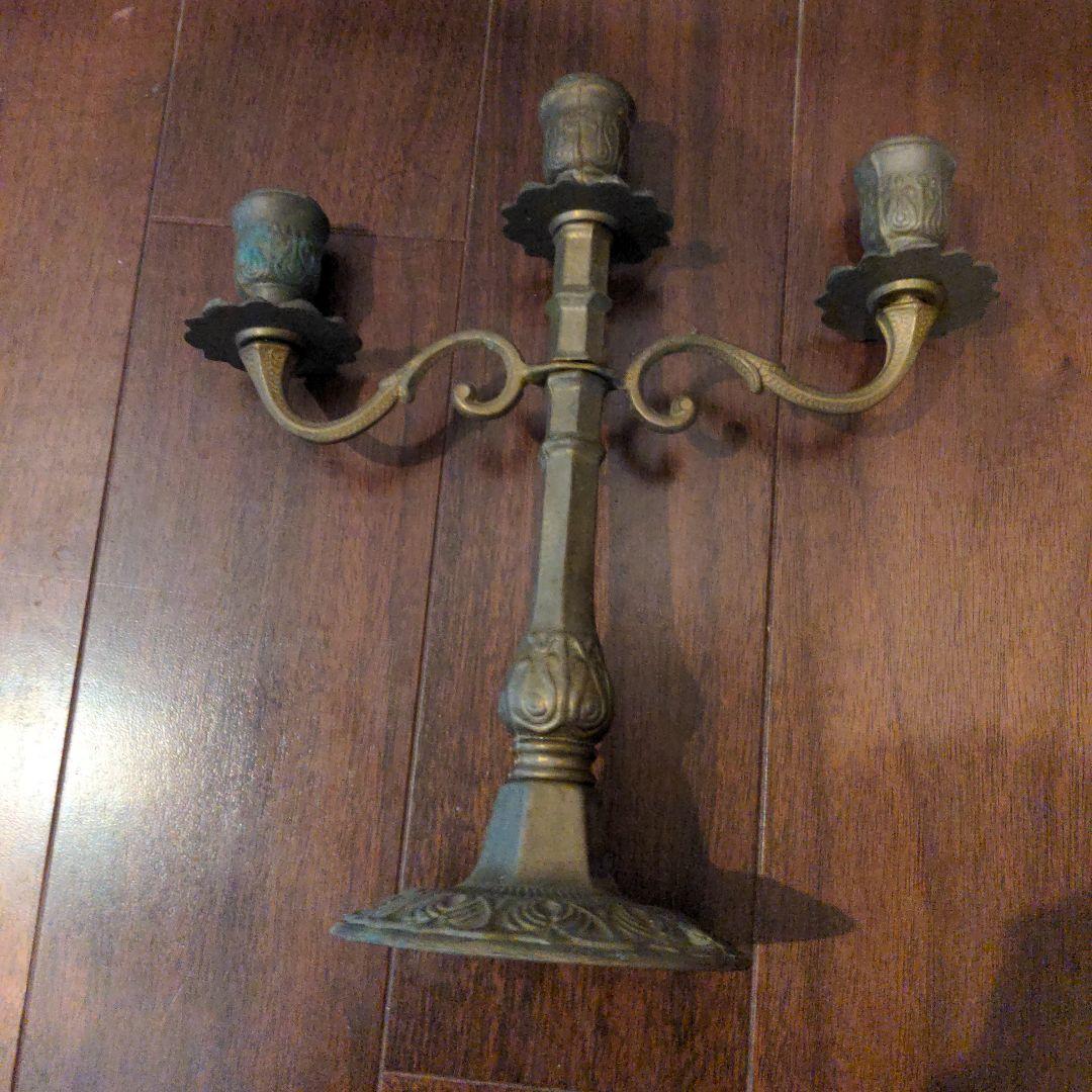 3灯式　フランスキャンドルホルダー　アンティークキャンドルスタンド　　 真鍮