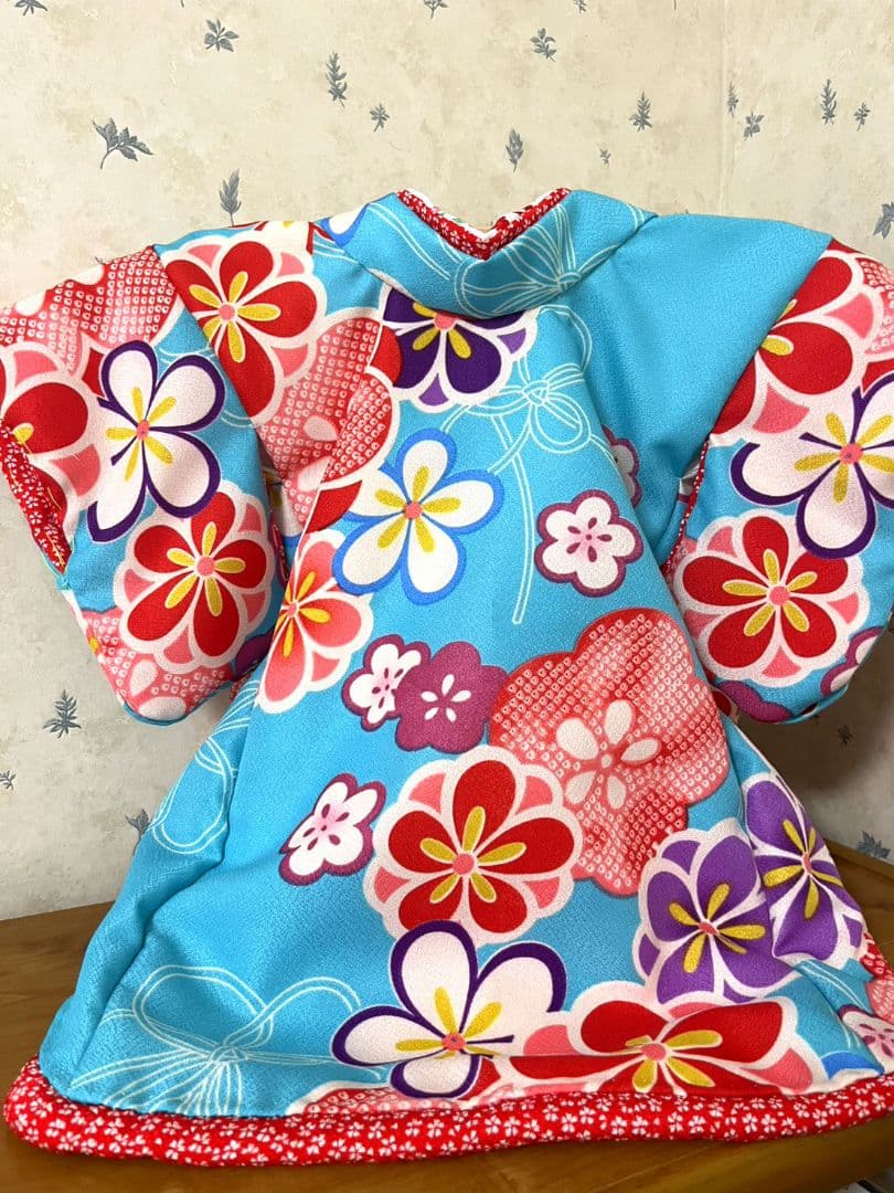 .‎˖٭*花柄水色犬用着物.‎˖٭*　犬服　犬服用お着物