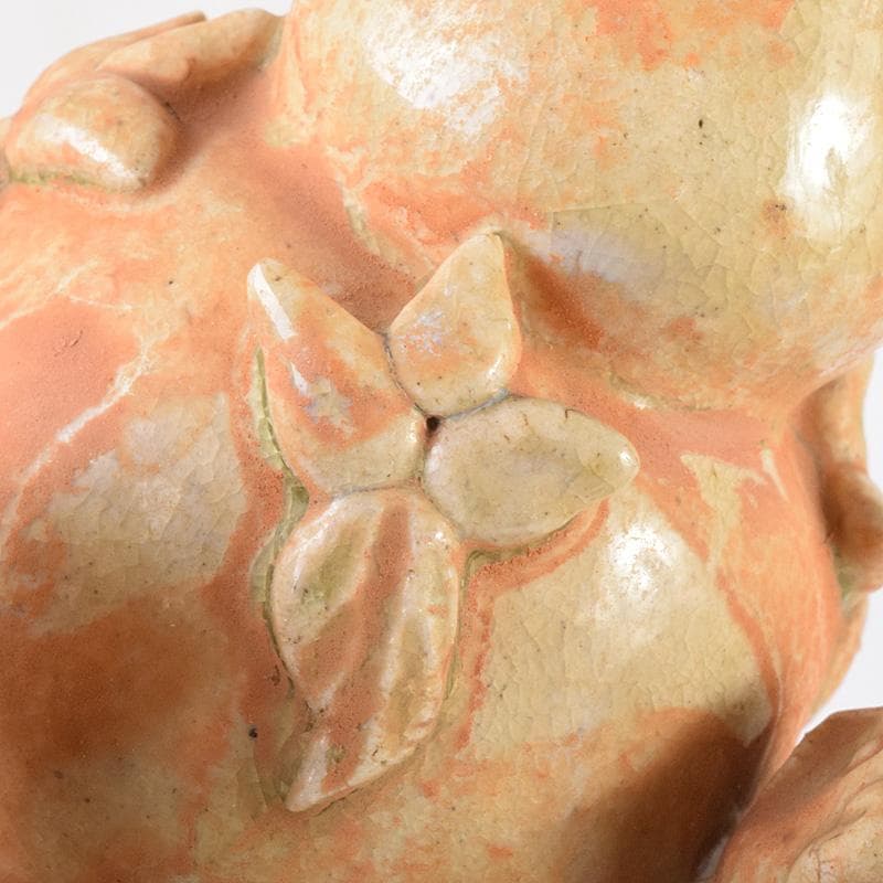 中国　自然釉　人物四耳壷　V　R7644