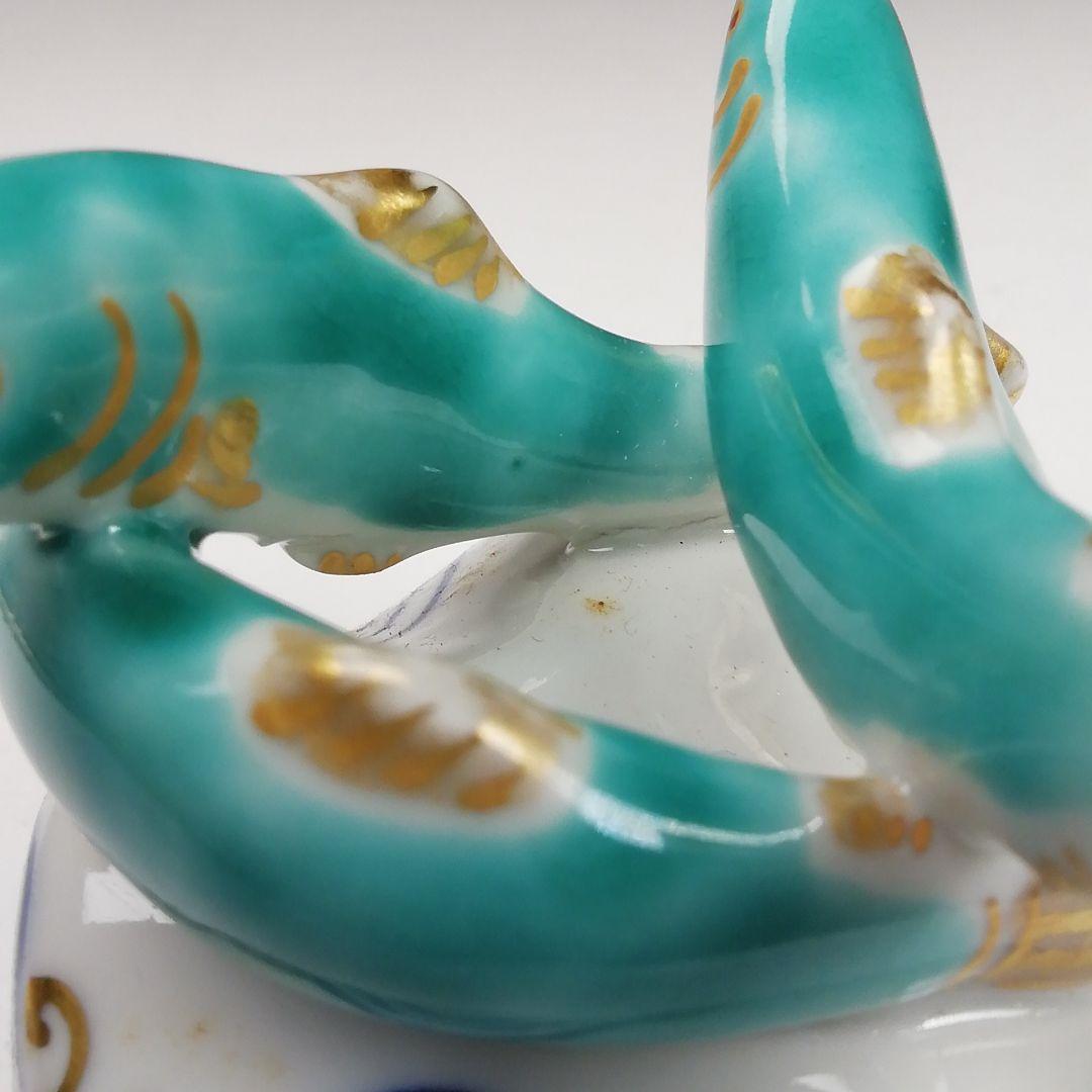 Ｔ７９４　蓋置　『色絵　鮎』『高野昭阿弥 造』　共箱　茶道具