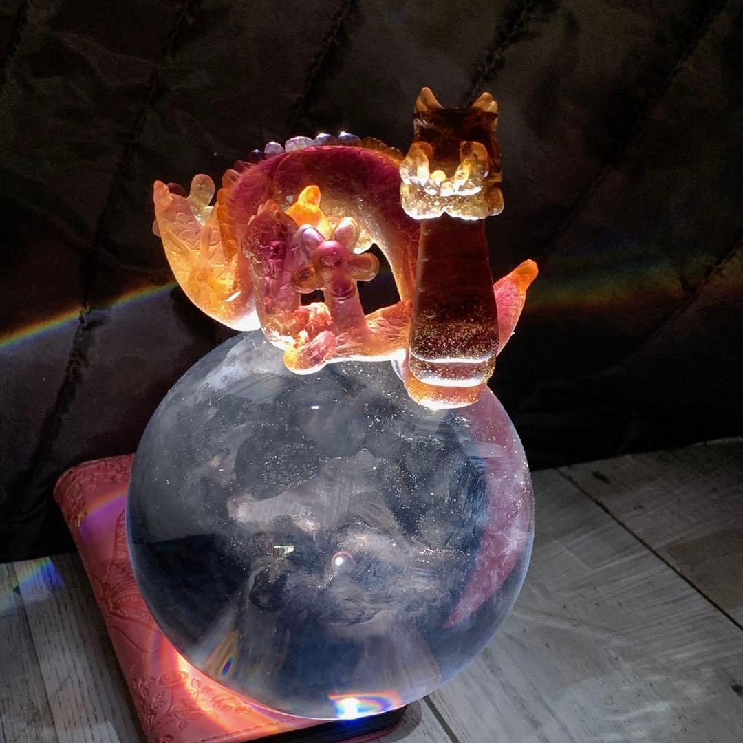 ドームフランス 本体新品同様 竜 龍 辰 ドラゴン 水晶玉 クリスタルガラス