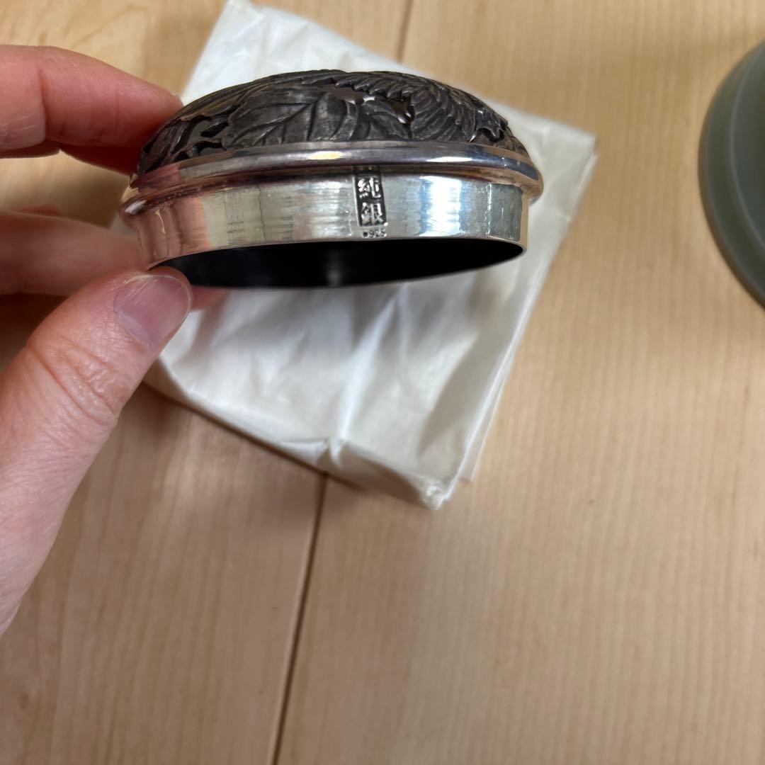 新品　未使用　香炉　925銀製　透かし　鳳凰蓋