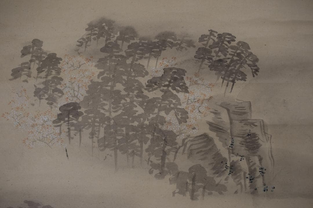 【真作】柴田義薫/春景嵐山山水図/高砂之図/双幅/掛軸☆宝船☆Y-962　JM