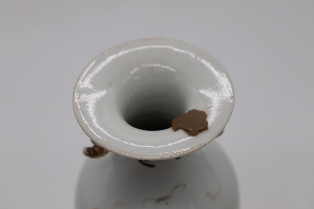 中国　金彩花卉紋双耳瓶　景鎮名瓷　送料込み0411