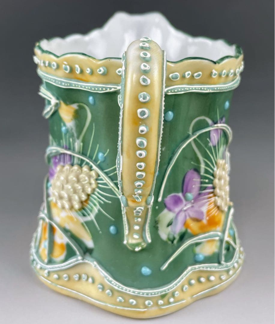 【希少】オールドニッポン アールヌーボー 麦図 一陳盛り上げ クリーマー ジャグ