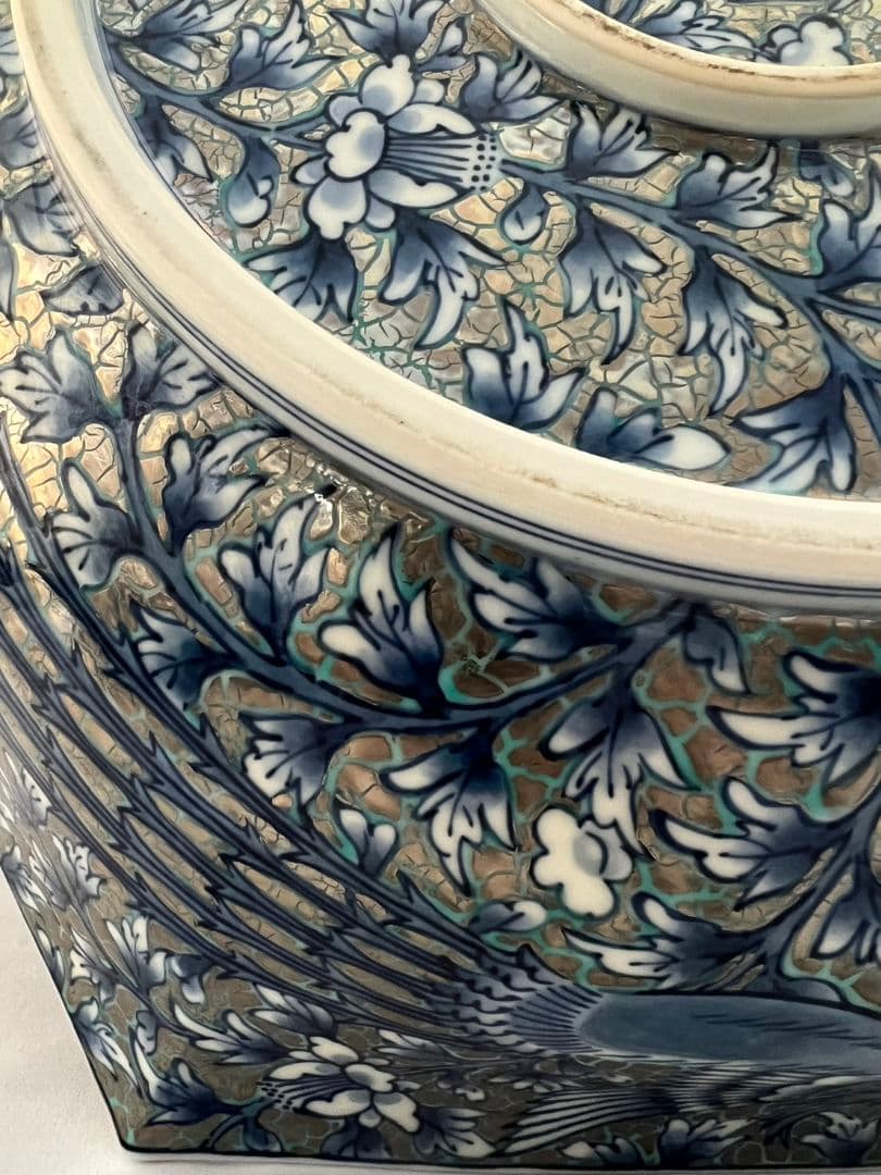 極上白金彩鳳凰文飾皿 46cm 藤井朱明 有田焼