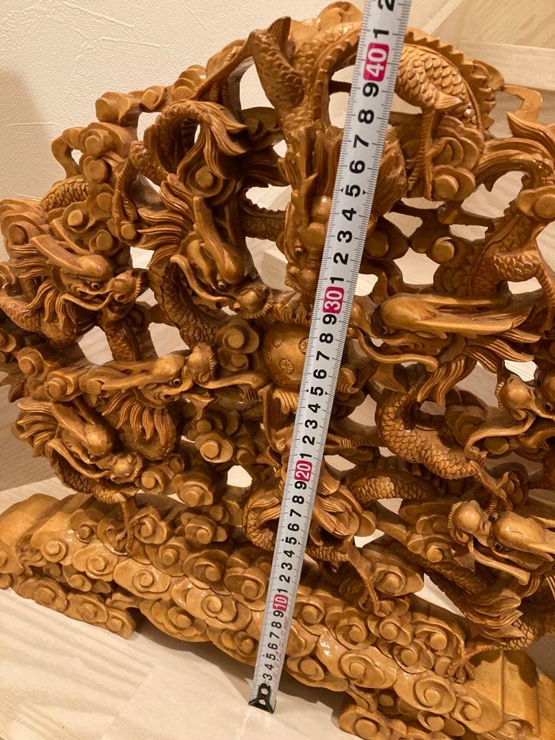 木彫り　一刀彫　9龍　一級品　骨董品
