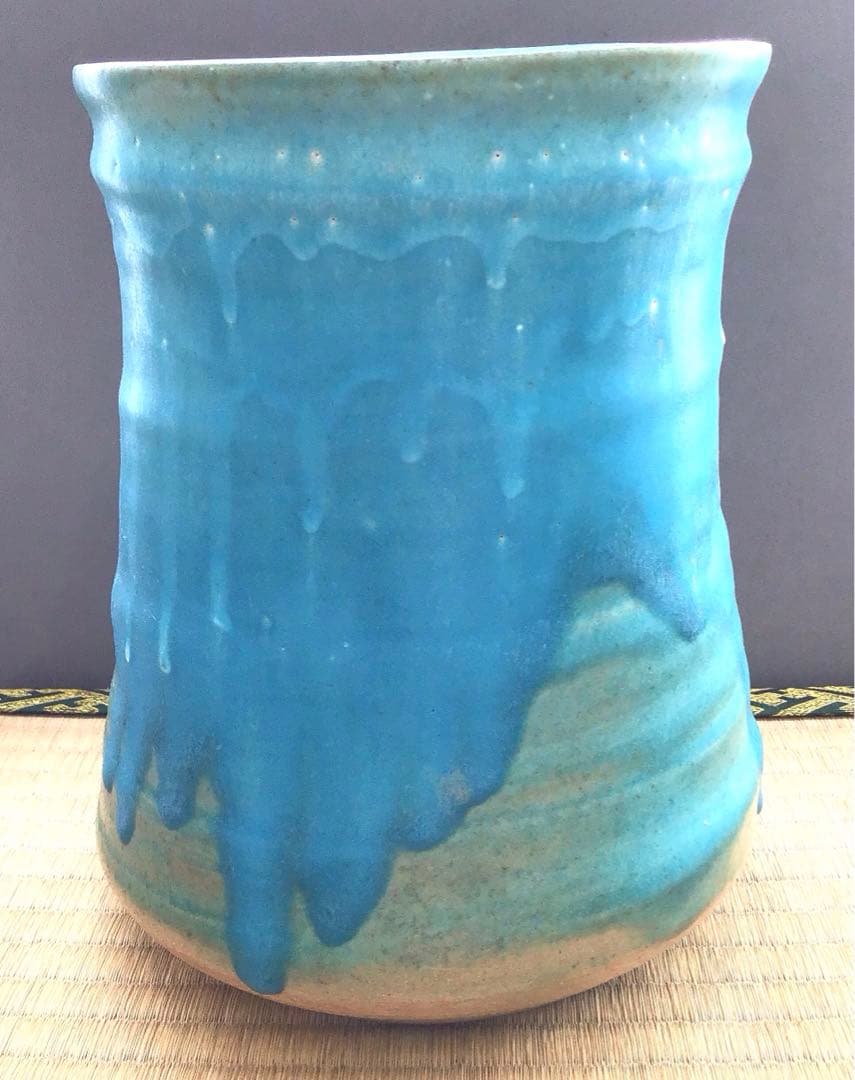 茶道具 水指 宝徳末六華窯 共箱 口径155ミリ 高さ約225ミリ Ｎ400a