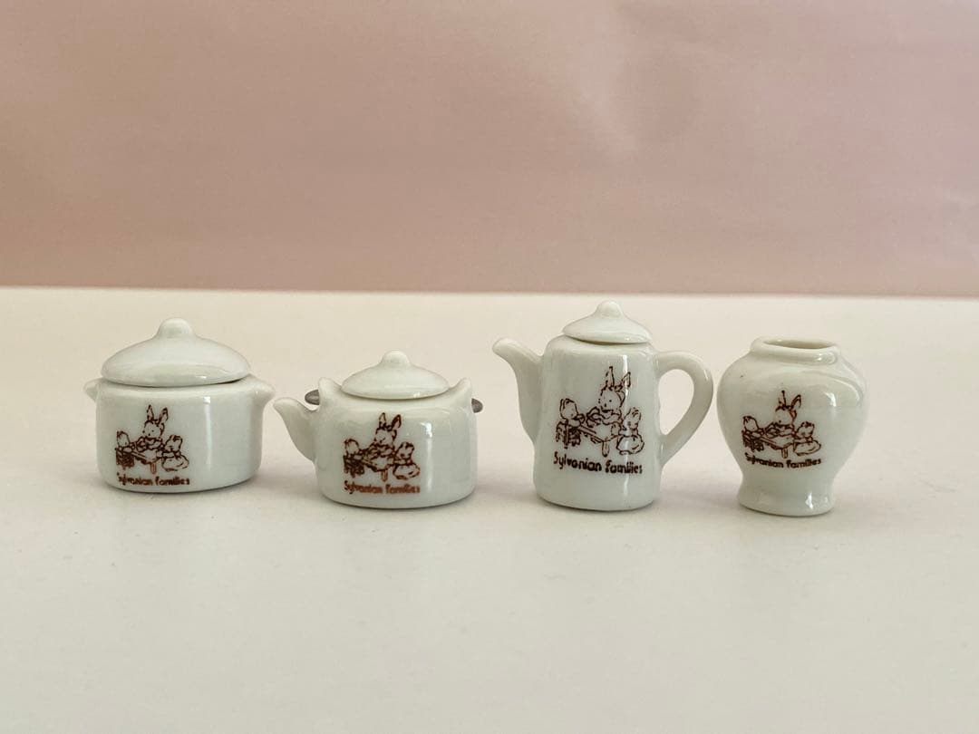 シルバニアファミリー レア初期 食器セット 緑の家具 エポック社