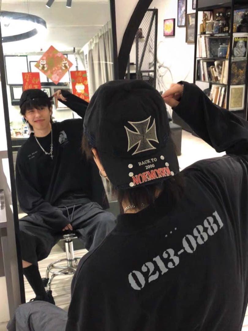 no E mosen ピークキャップ バックトゥ2000デニムキャップ 男女兼用