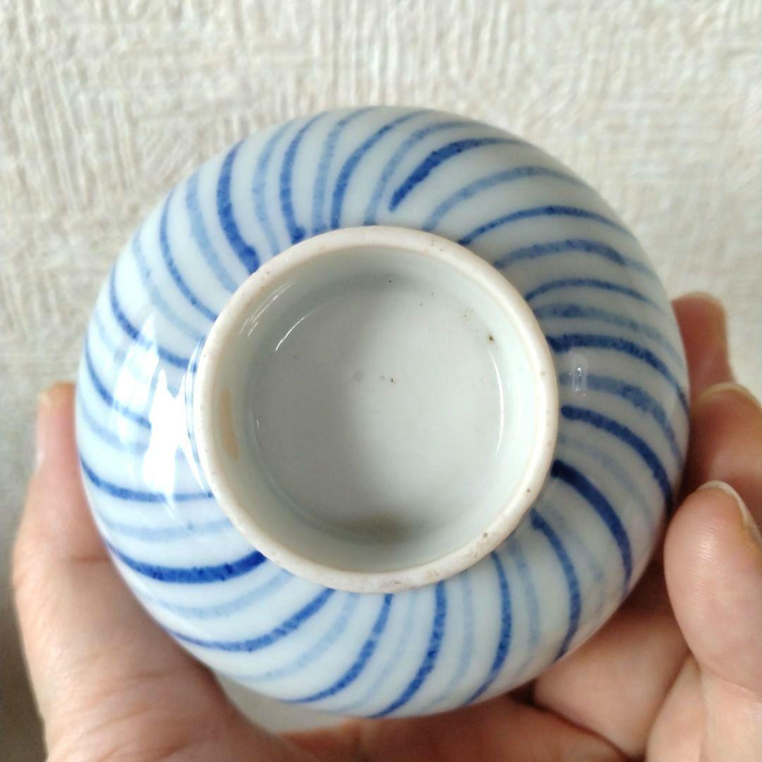 古伊万里染付瀬戸輪花流線ころ茶碗