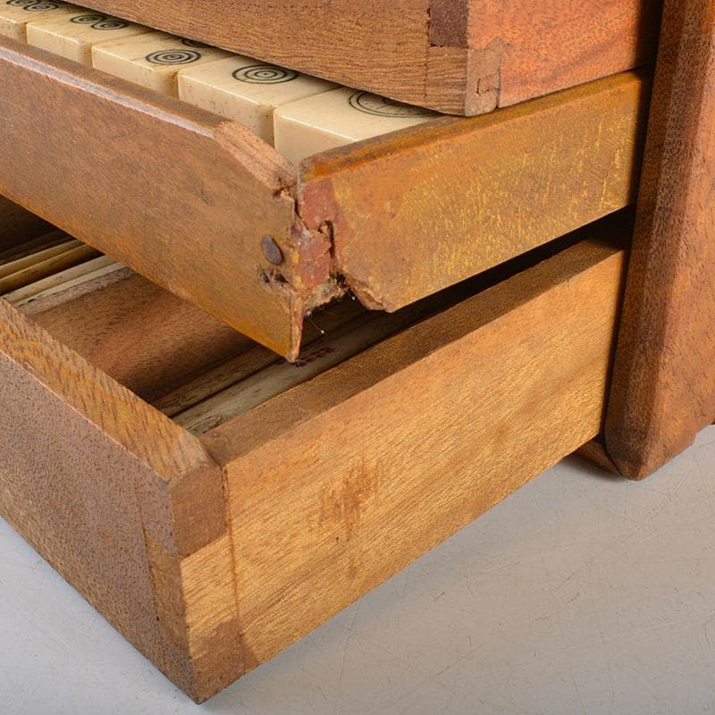 中国　竹嵌　骨牌　背竹牌　麻雀牌　唐木箱付　D　8706