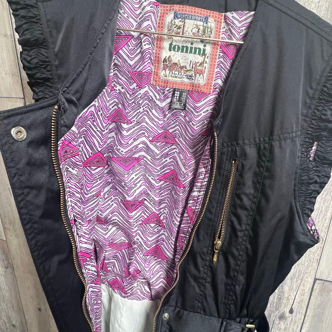 美品　レトロ　スキーウェア セットアップ　紫　黒　LLサイズ