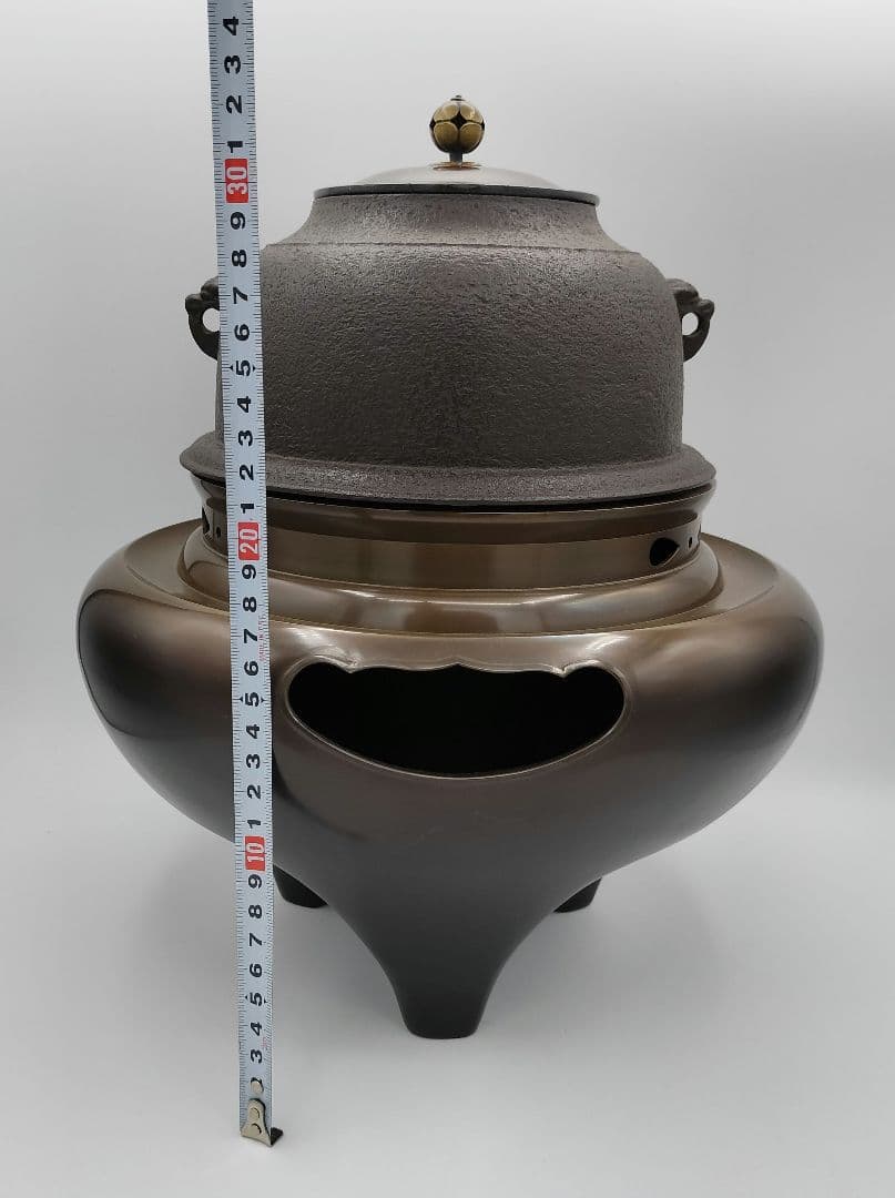 a91 朝鮮風炉　清光 茶道具 古物　釜　風炉釜　切合