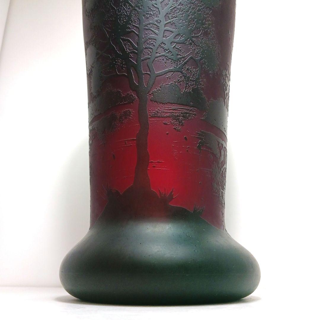 V225 1900年初期 J.B LEVEILLE作 湖水風景文花瓶 カメオ彫