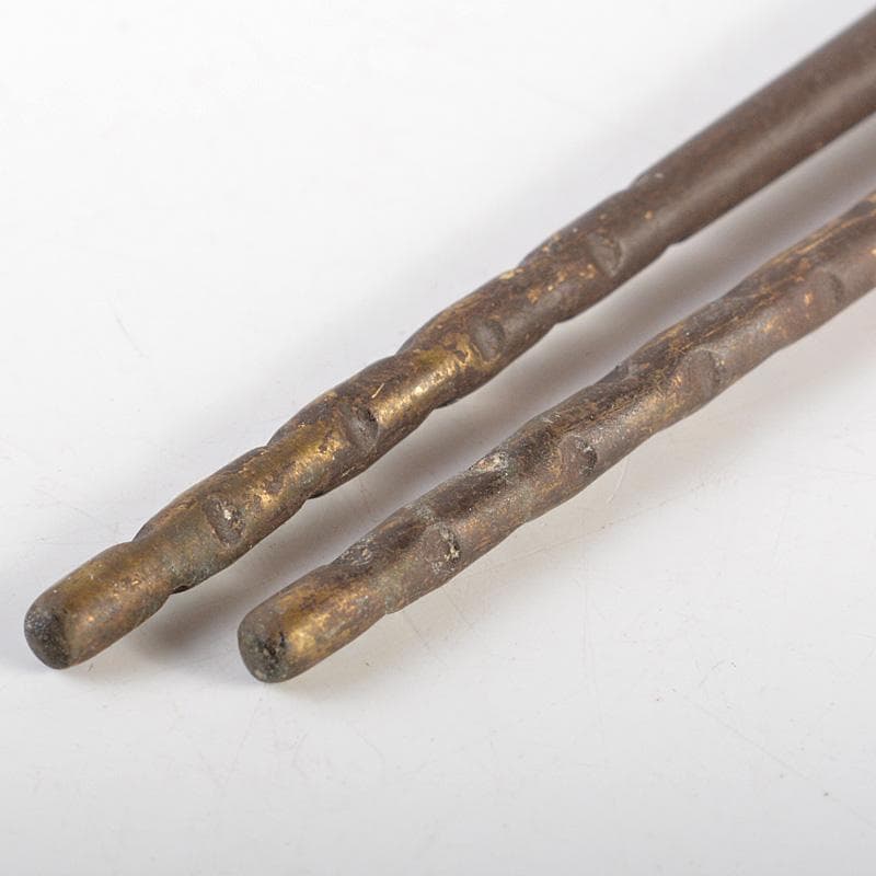 茶道具　中川浄益造　銅製　利休倣　桑柄火箸　共箱　V　6687