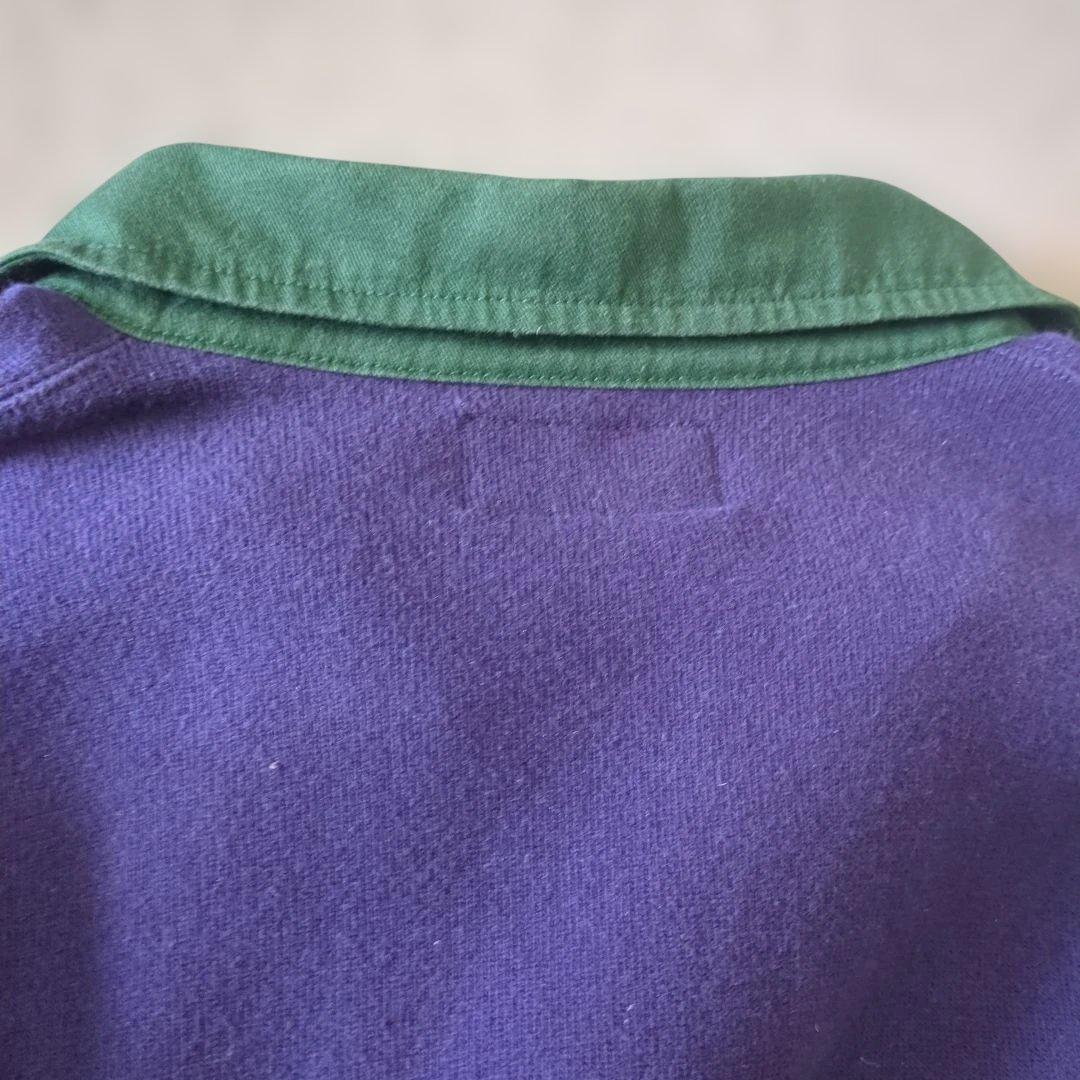 BEAMS ラガーシャツ 紫 緑 イエローボーダー やや厚手生地
