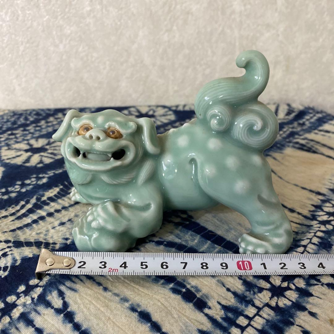 真葛香山　青磁獅子置物