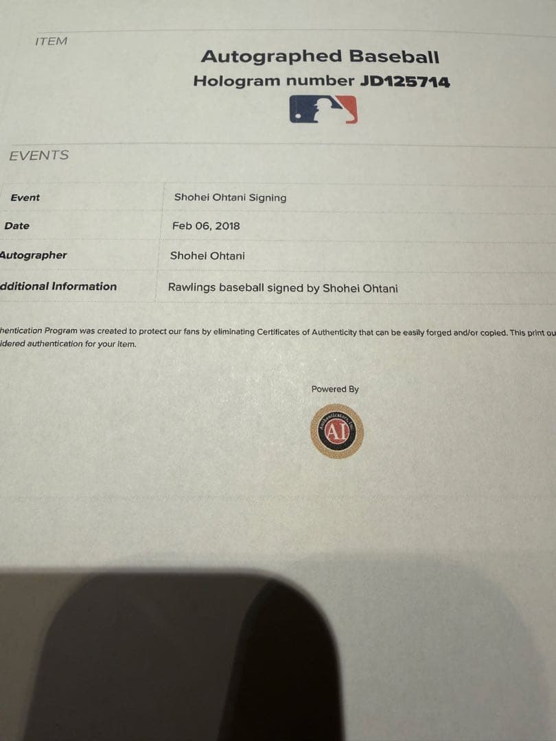 2018年デビュー記念 大谷翔平 直筆サインボール 展示額セットMLB認証シール