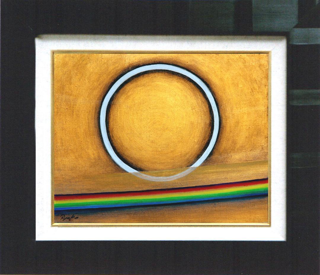 油絵 菅家令子 絵 絵画インテリア額付(銀) F3-G142023 風景祈り希望