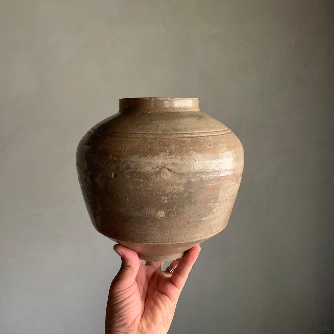景色豊かな 李朝 壺 朝鮮美術 雨漏り手 古美術 古道具 アンティーク