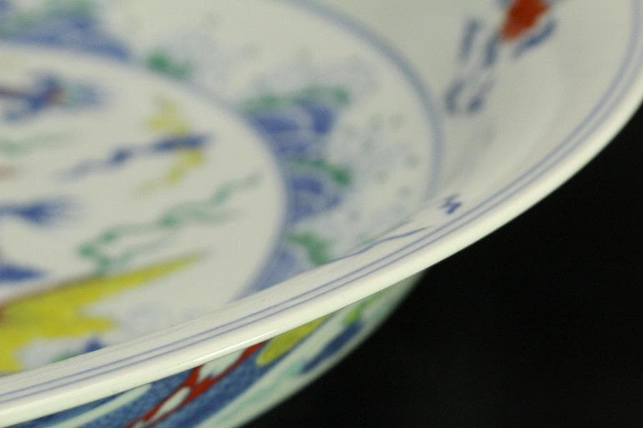 あきこ中国美術 色絵 龍紋皿 φ48.8cm(ZE473)