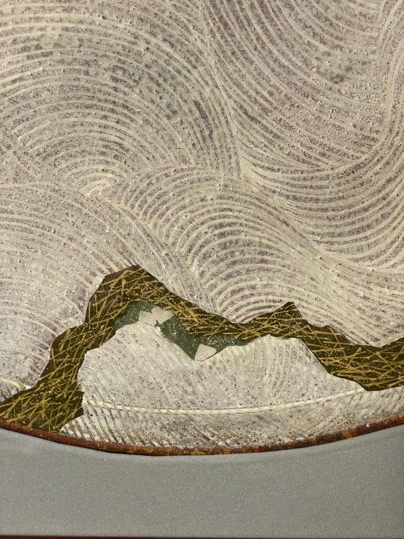 九谷焼　谷敷正人作　陶額雪月花『雪』飾絵皿　飾皿　陶板画　額装