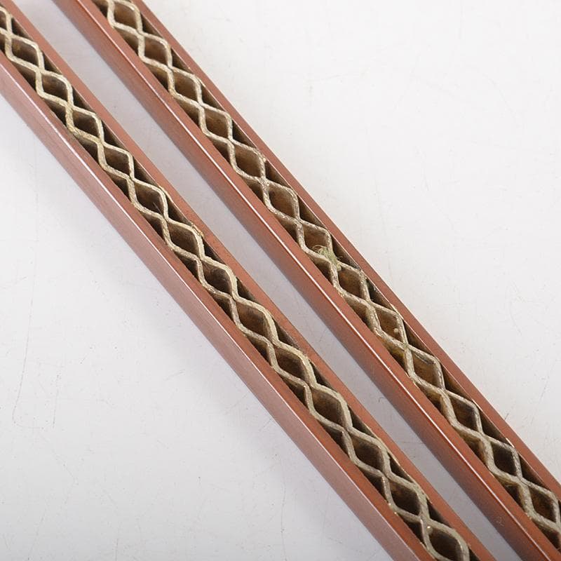 茶道具　梅龍軒作　銅製　鳥頭角透かし　象嵌　火箸　共箱　C　6641