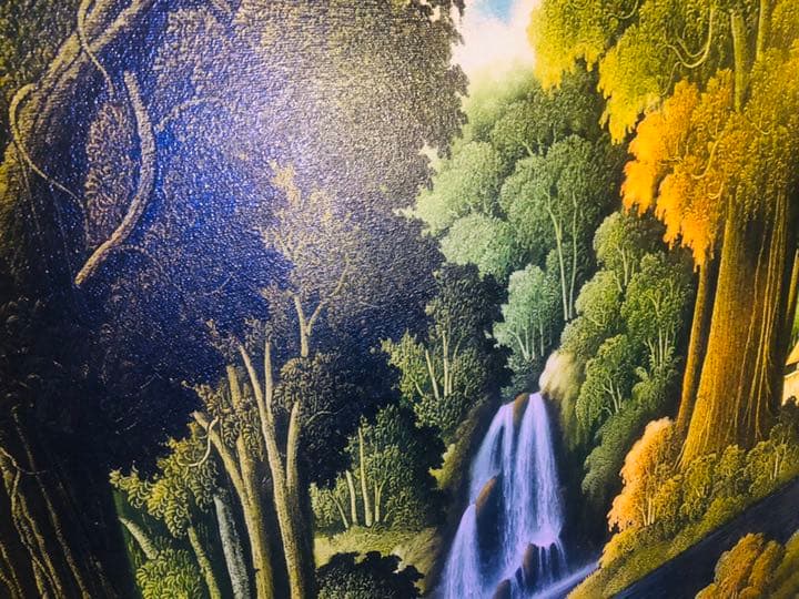 バリ絵画 特大 99.5cm × 150cm 村 人 森 暮らし people