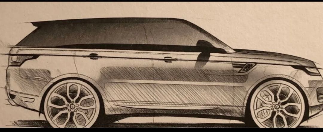 レンジローバー スポーツ アートスケッチ デザイナーサイン 収納ケース付き